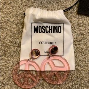 Moschino clear clip on earrings